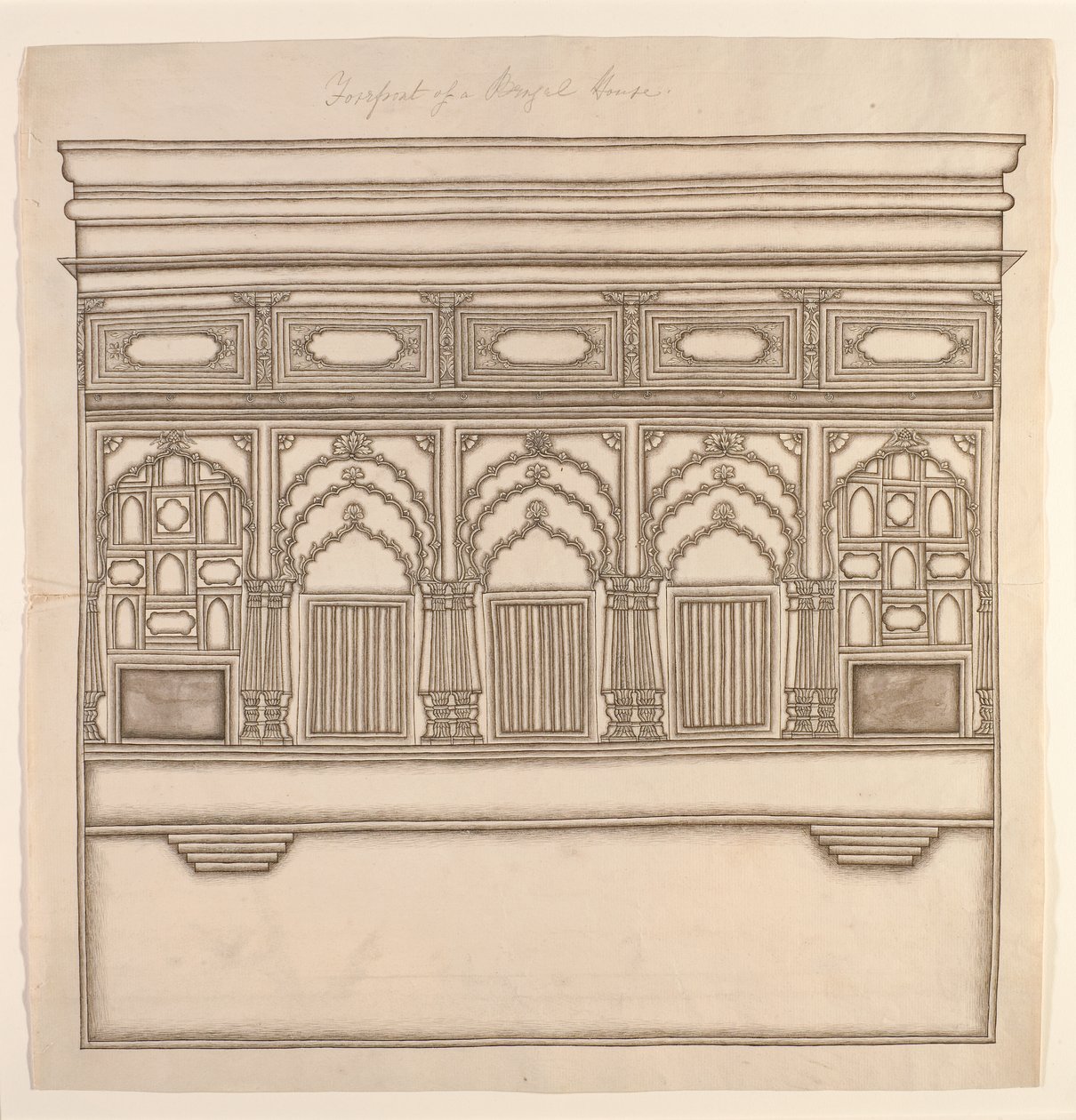 Voorkant van een Bengaals Huis, ca. 1820 door Indian School