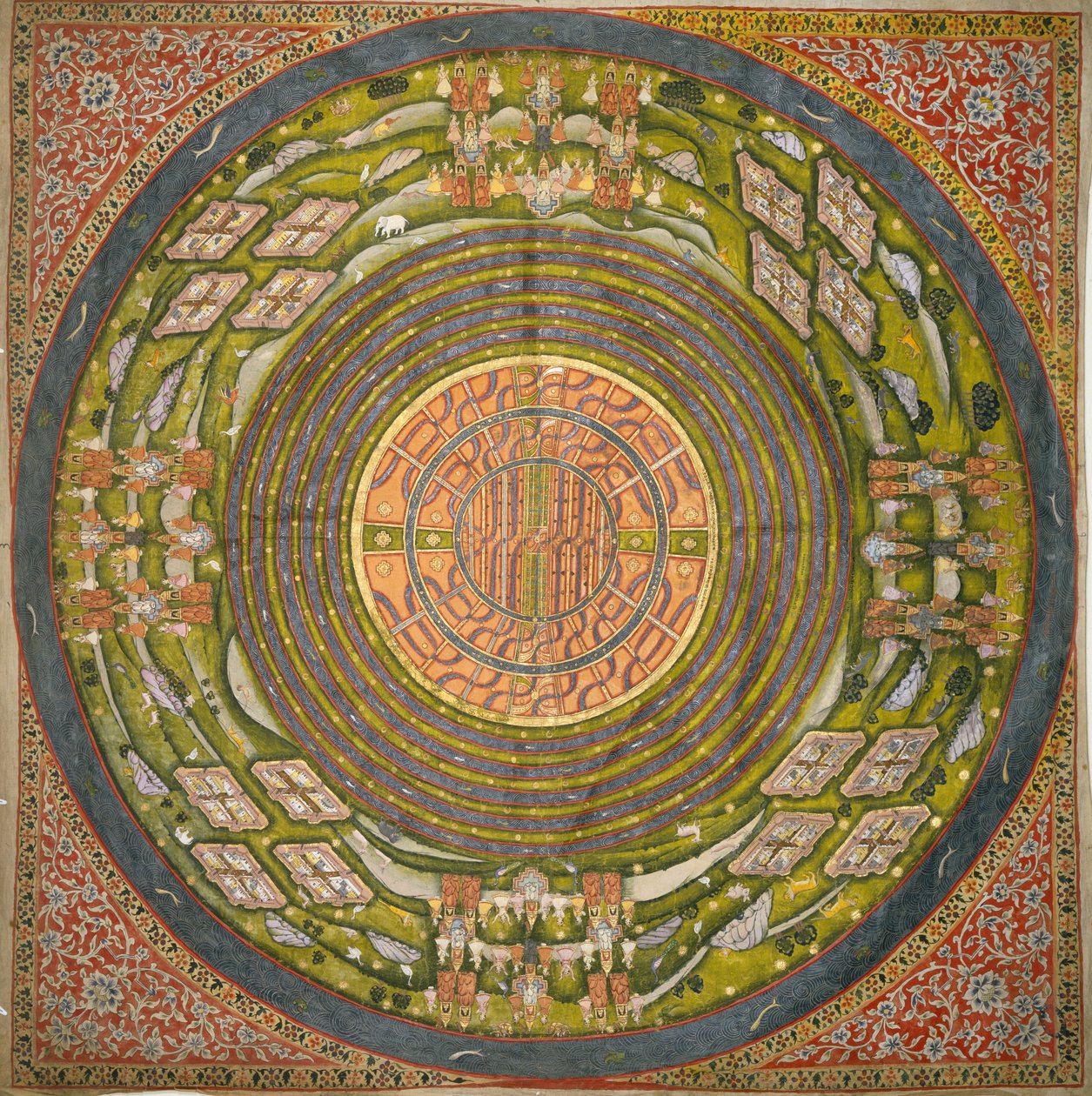 Jain diagram van het universum (Jambudvipa) door Indian School