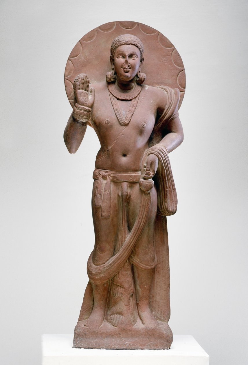 Maitreya, een toekomstige Boeddha, Ramnagar cultuur, uit Ahichatra, Uttar Pradesh, 200 AD door Indian School