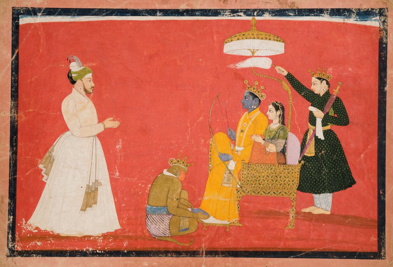 Rama en Sita op de troon, c.1750 door Indian School