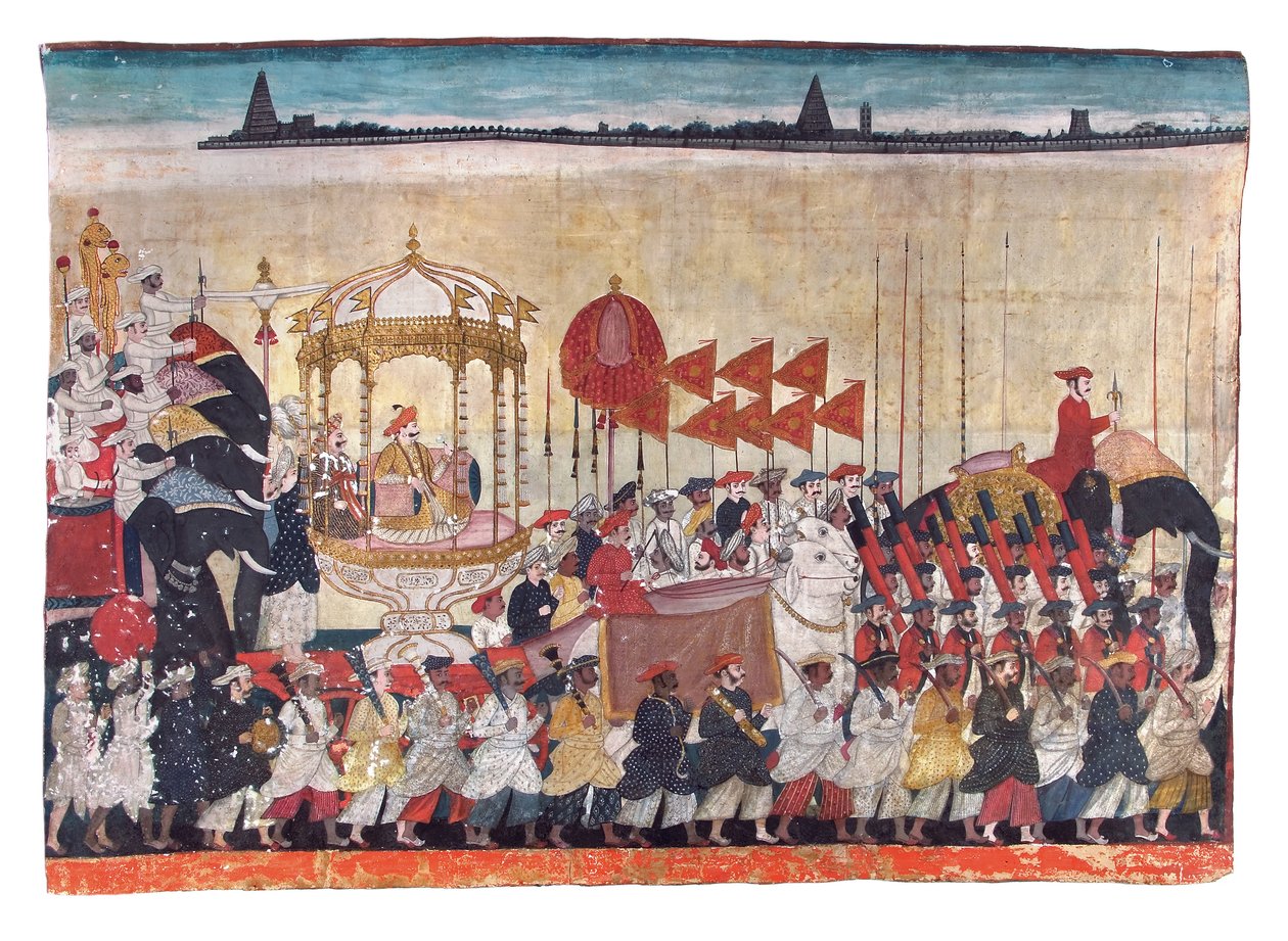 Rao Tuljaji in Processie, c.1775 door Indian School