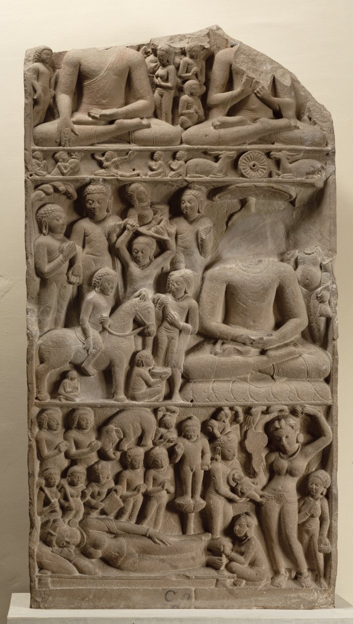 Scènes uit het leven van Boeddha, Sarnath, Uttar Pradesh door Indian School
