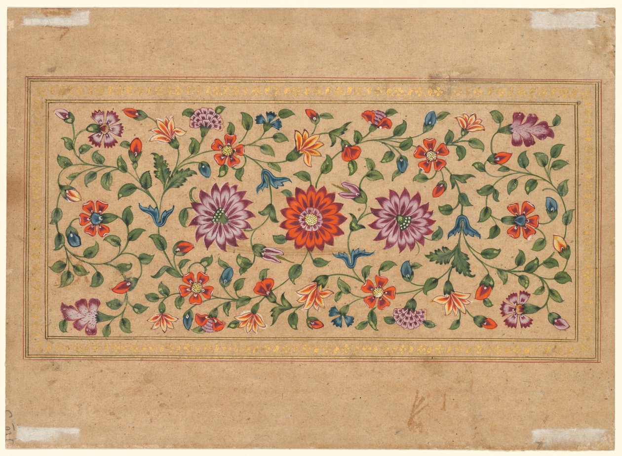 Scrollende bloemenranken, 1755 door Indian School