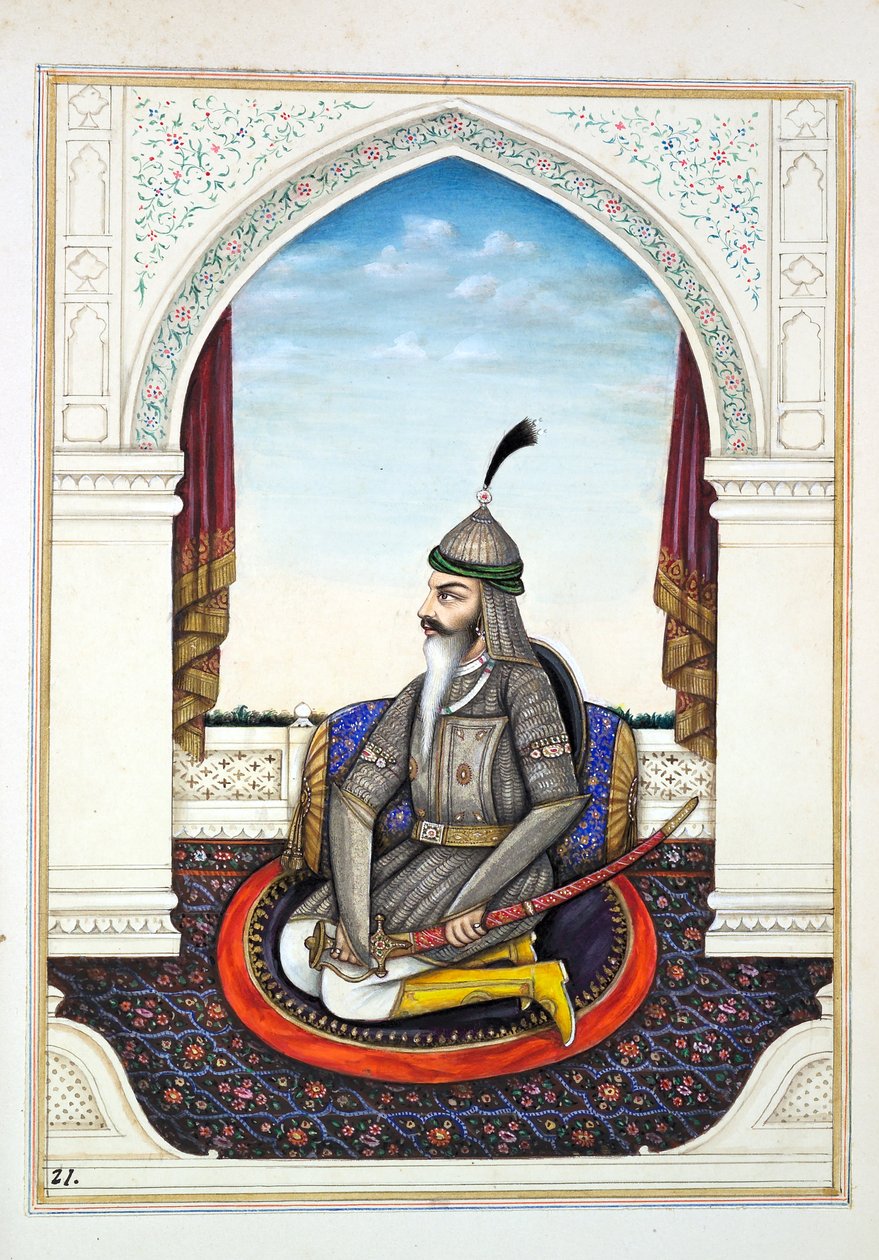 Sirdar Harri Singh, uit Het Koninkrijk van Punjab, zijn Heersers en Hoofden, deel I, een deel van 27 aquarelstudies door een onbekende Indiase kunstenaar, ca. 1840 door Indian School