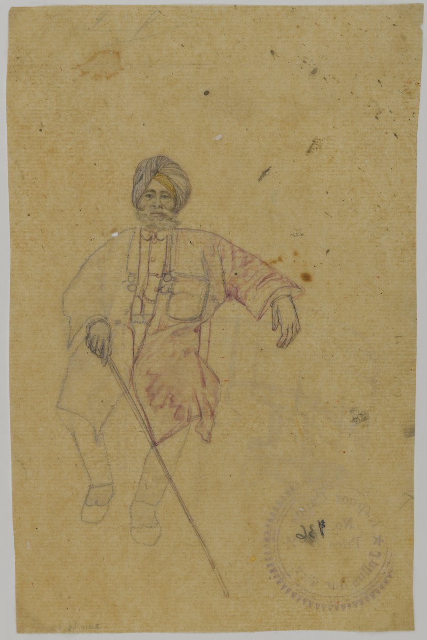 Schets van een Maharaja door Indian School