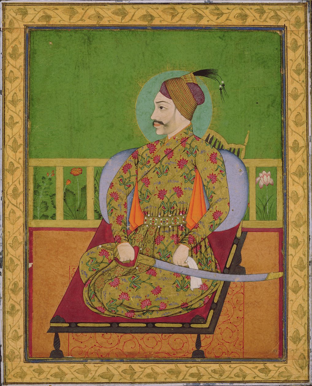 Sultan Abdullah Qutubshah van Golconda (reg.1626-72) Deccan, Mughal, ca.1640 door Indian School