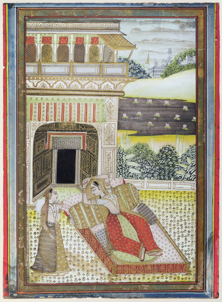 De Verlaten Rani, uit een Ragamala, Rajasthan School door Indian School