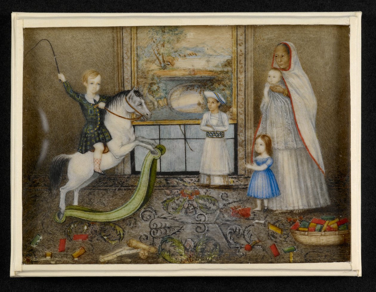 De kinderen van Sir John en Lady Login met hun Ayah en Indiase speelkameraad, ca.1846 door Indian School
