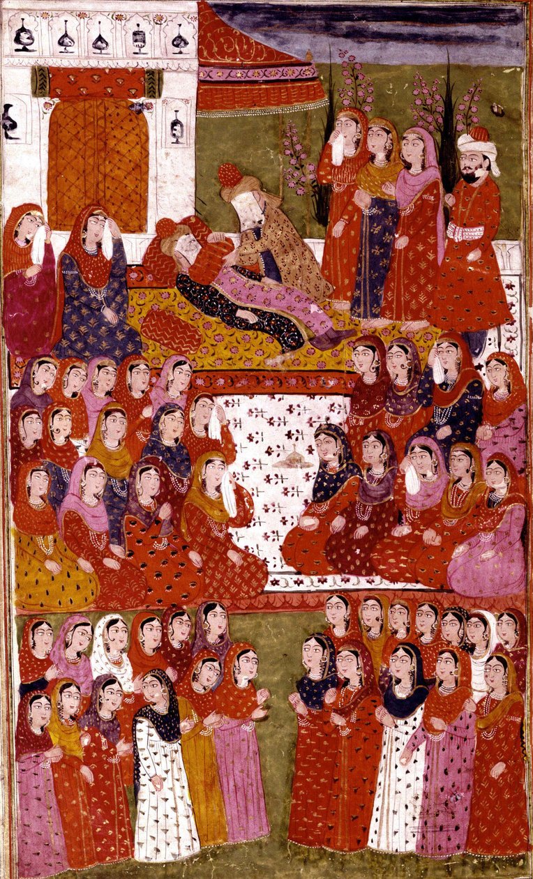De Dood van Abu Bakr, illustratie uit Hamla-i-Haydari, door Mirza Muhammad Rafi Bazil, 1808 door Indian School