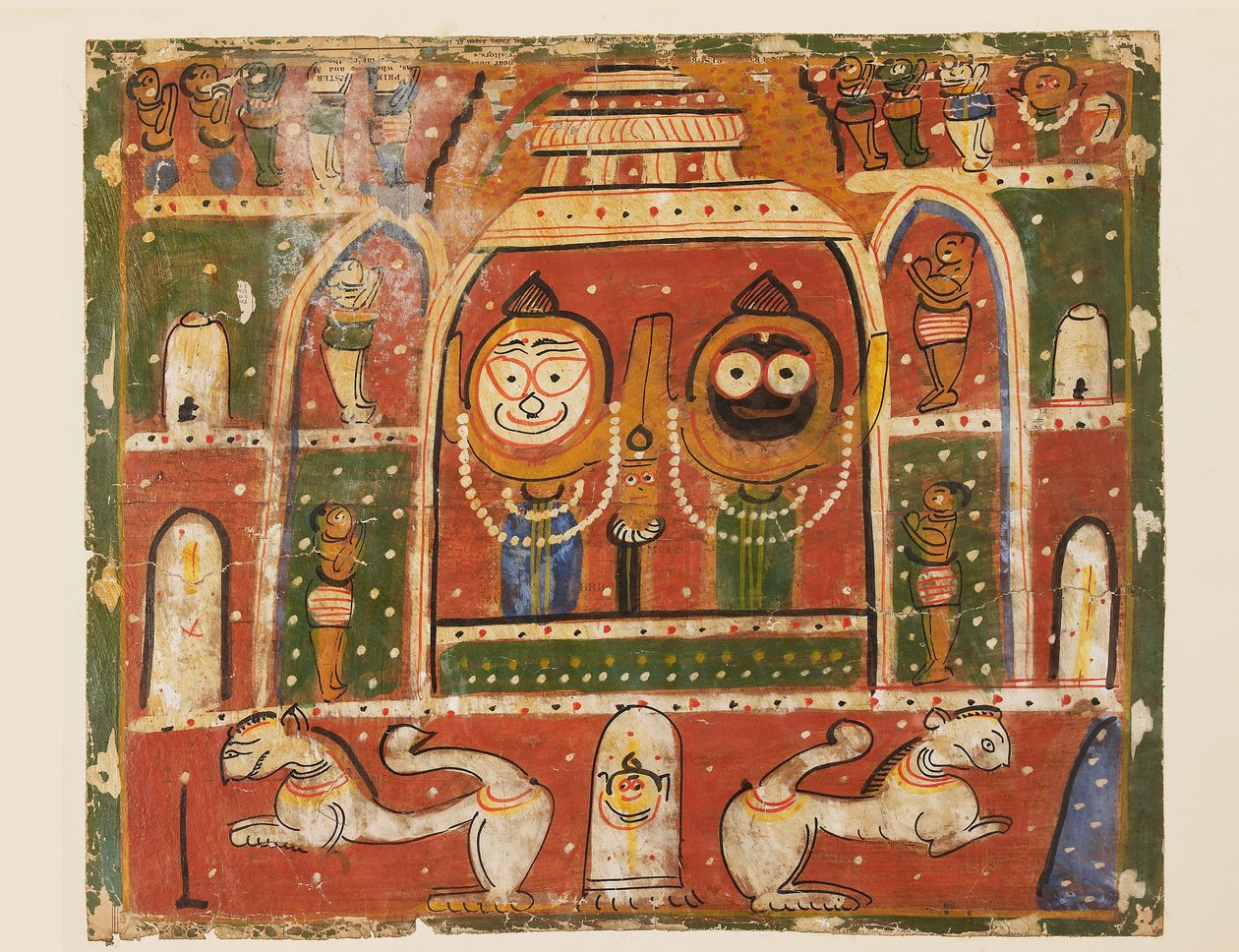 De Jagannatha Trio in het heiligdom in Puri door Indian School