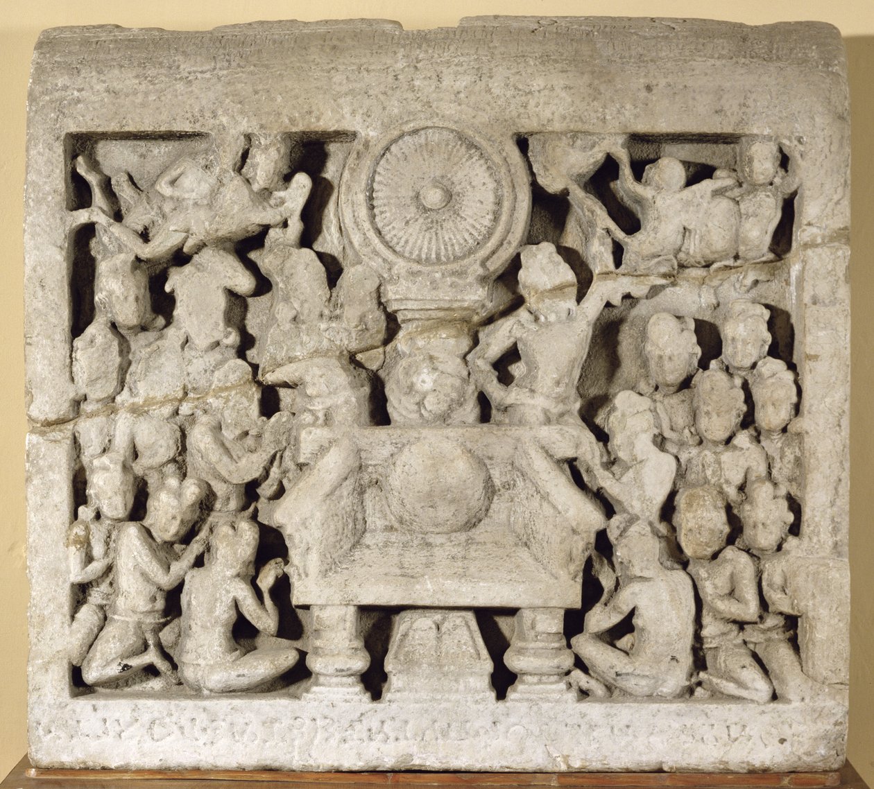 De aanbidding van de boeddhistische symbolen, Amaravati door Indian School