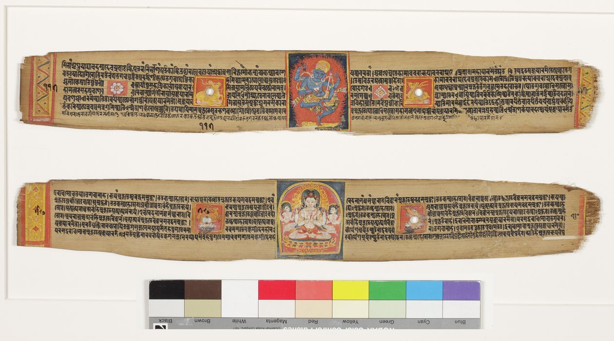 Boven: Dansende Heruka; Onder: Bodhisattva Sadaksari Avalokitesvara en Dienaren, ca. 1150-1200 door Indian School