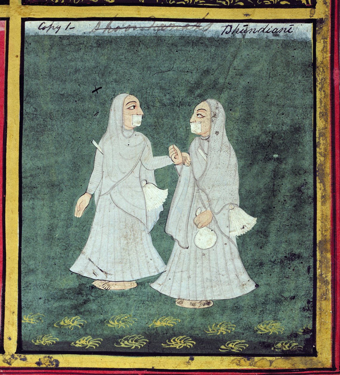 Twee Dhondiya Vrouwen, Religieuze Bedelmonniken, Udaipur, c.1810-20 (detail) door Indian School