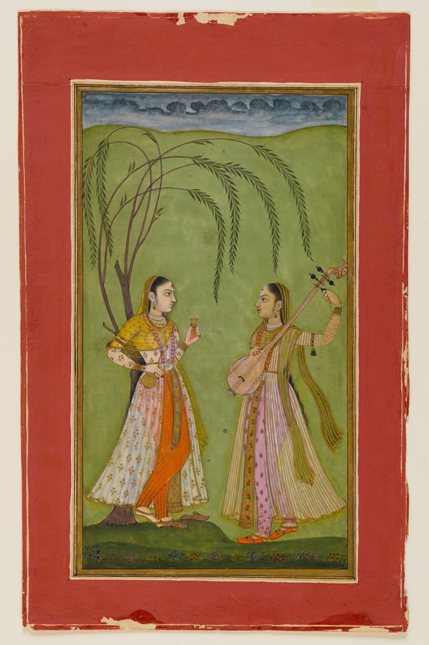 Twee dames in een landschap door Indian School