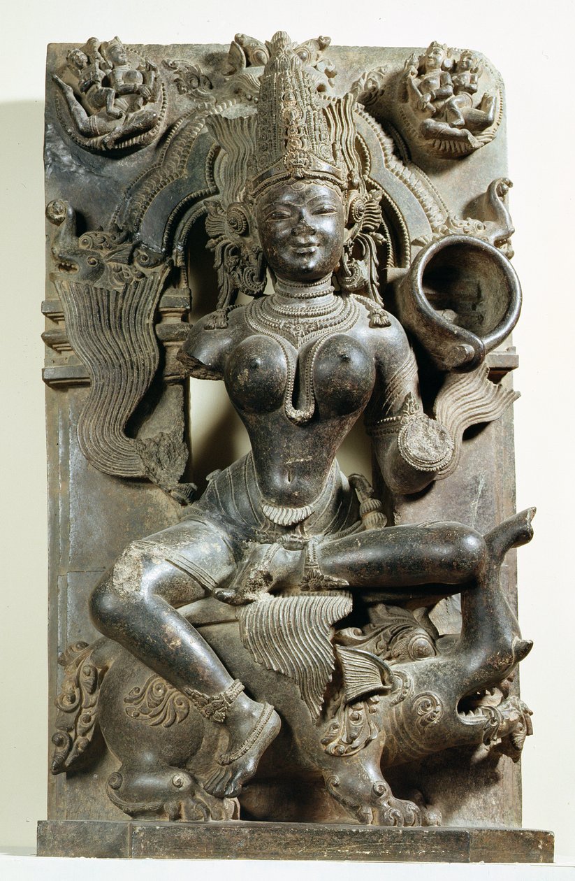 Varunani, houtsnede uit de Konark Zonnetempel, Orissa, Oostelijke Ganga-dynastie door Indian School