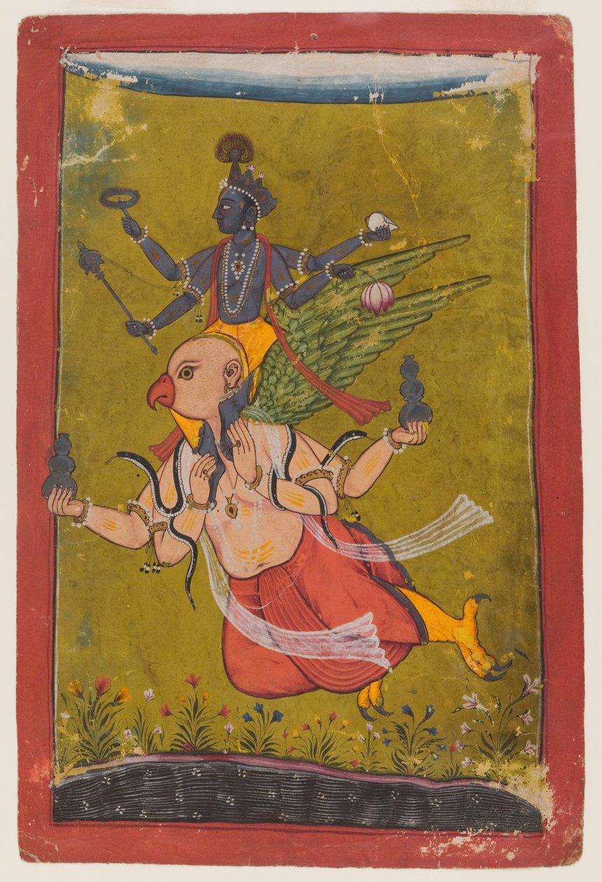 Vishnu op Garuda door Indian School