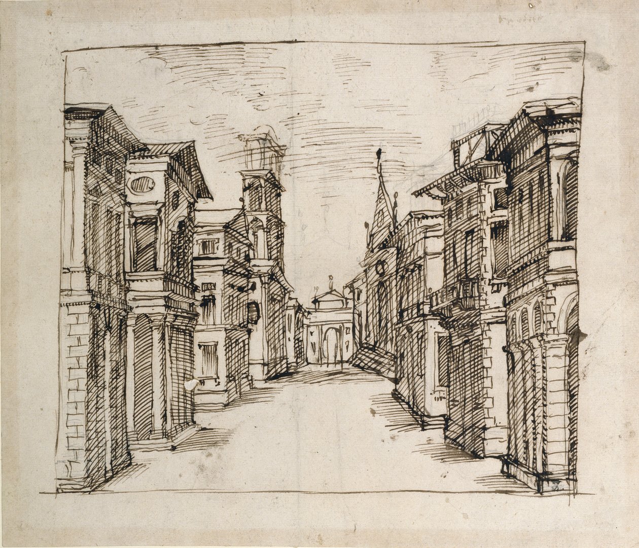 Een straat in perspectief, c.1617 door Inigo Jones