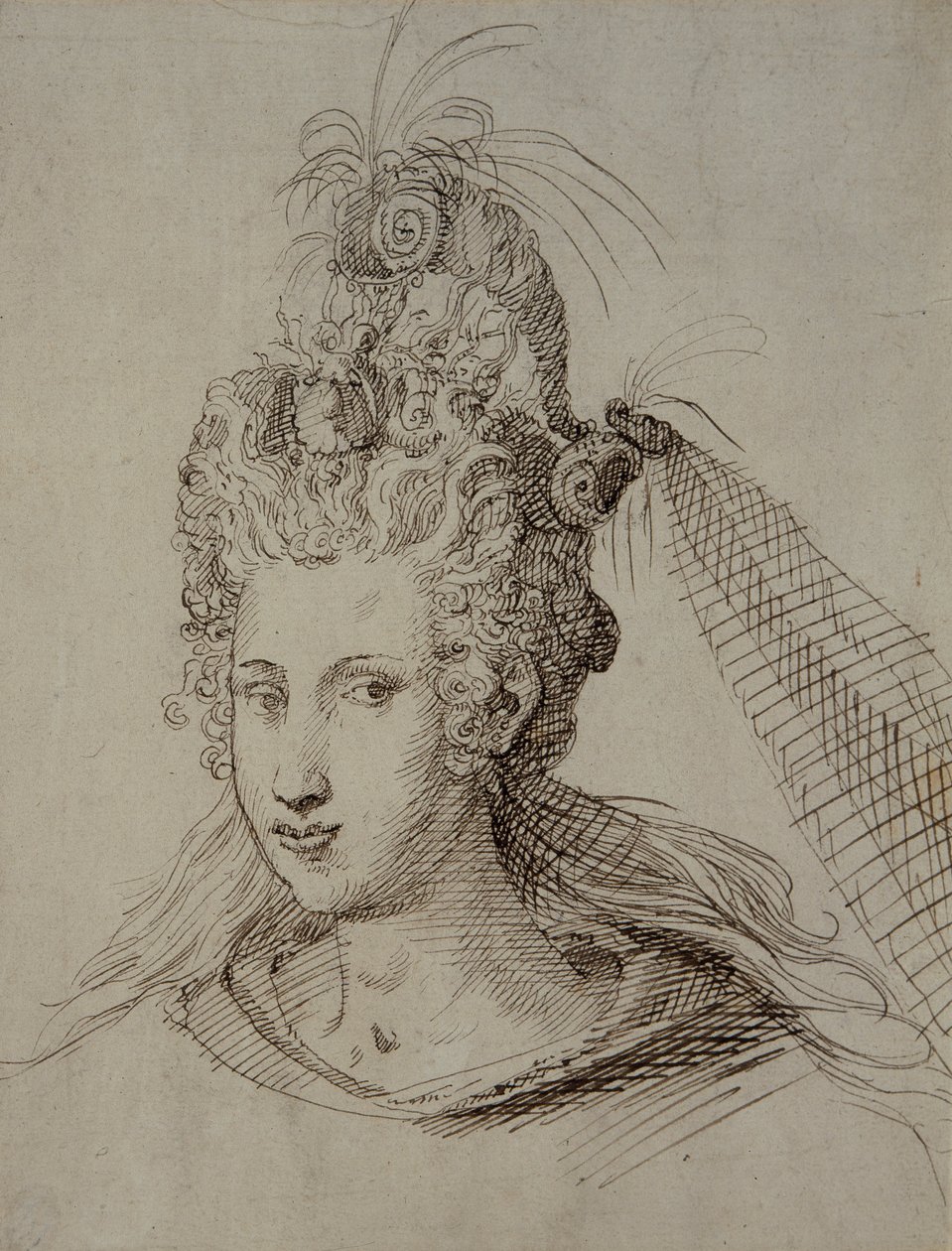 Hoofdtooi, waarschijnlijk voor Anne van Denemarken door Inigo Jones