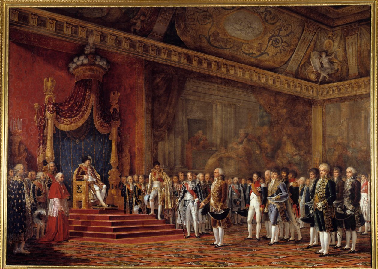 De deputatie van de Romeinse Senaat biedt eerbetoon aan keizer Napoleon I in de Troonzaal van het Tuilerieënpaleis door Innocent Louis Goubaud