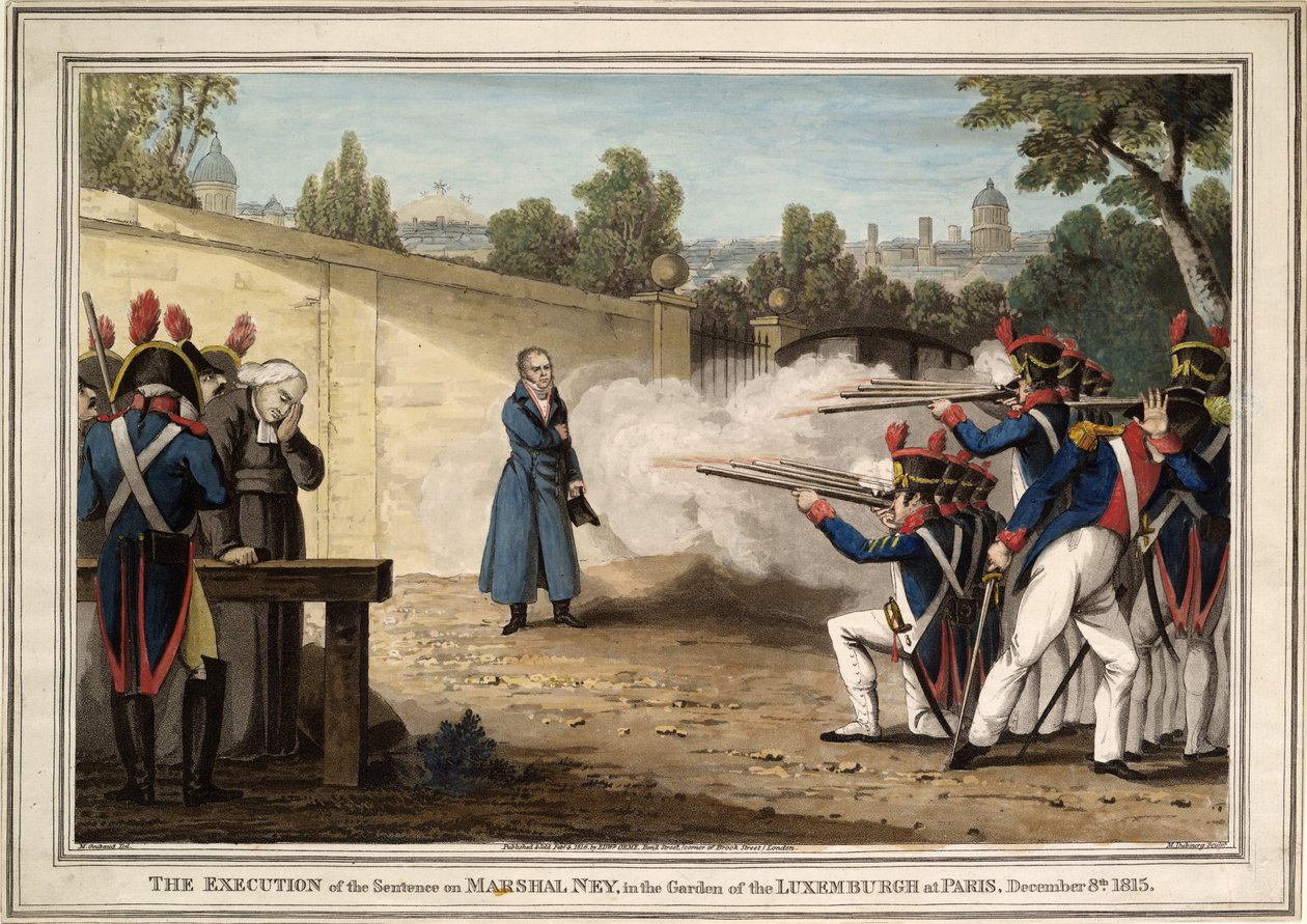 De executie van maarschalk Michel Ney bij de Luxemburgse tuin op 7 december 1815, 1816 door Innocent Louis Goubaud