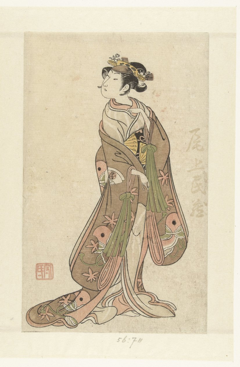 De acteur Onoe Tamizo I in vrouwenrol door Ippitsusai Bunchō