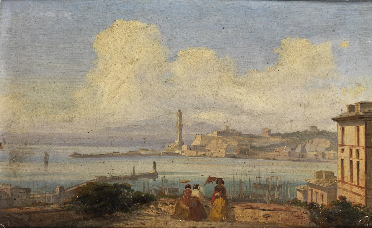 Baai van Genua door Ippolito Caffi