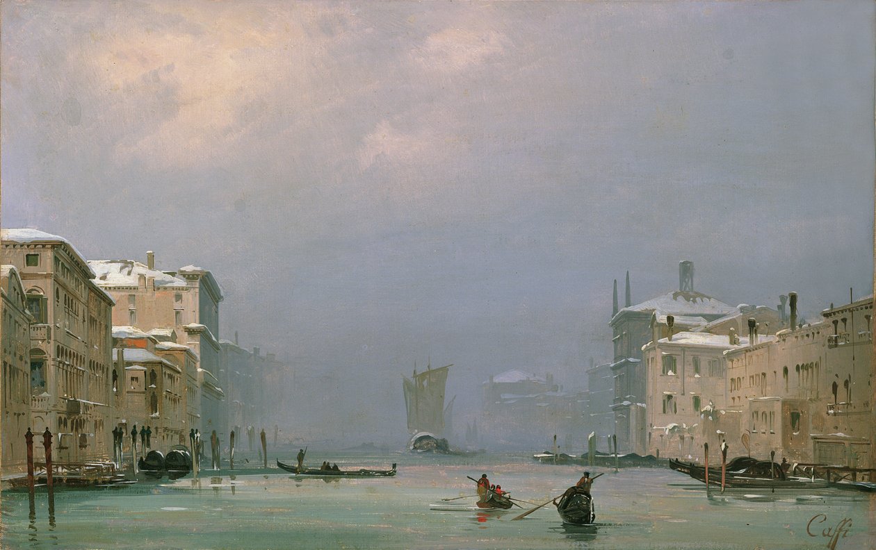 Grote Kanaal met Sneeuw en IJs, 1849 door Ippolito Caffi