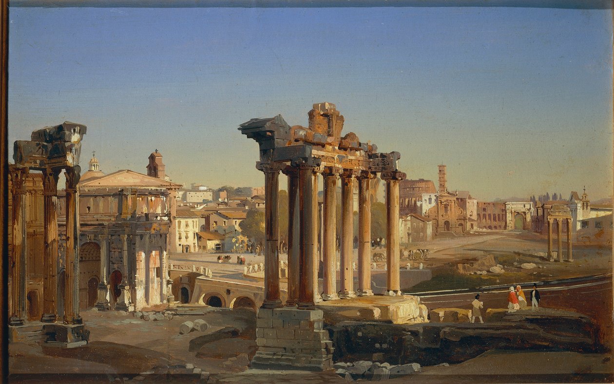 Italië, Rome, Uitzicht op het Forum Romanum met Tempel van Saturnus door Ippolito Caffi door Ippolito Caffi