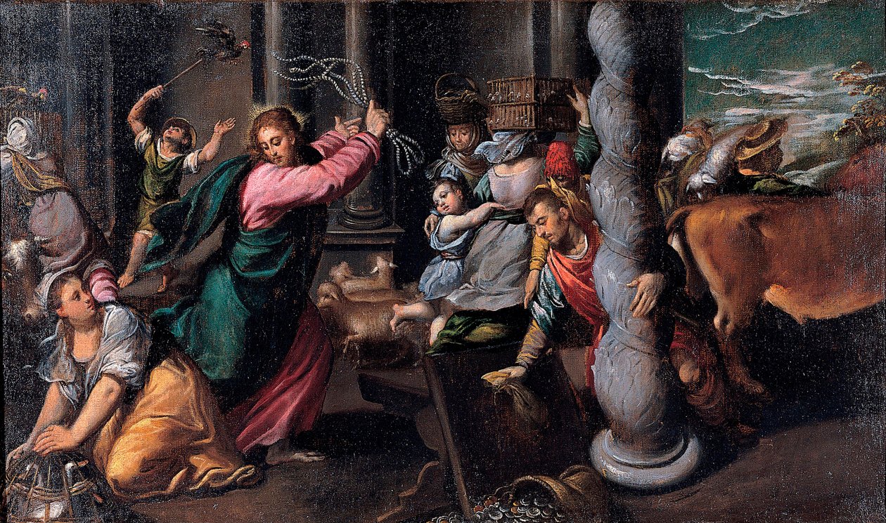 Christus verjaagt de geldwisselaars uit de tempel door Ippolito Scarcella