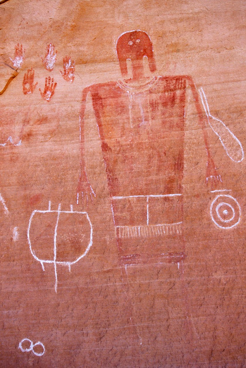 Rotstekeningen van de Anasazi en andere pueblo-bewonende vroege bewoners van de Four Corners door Ira Block