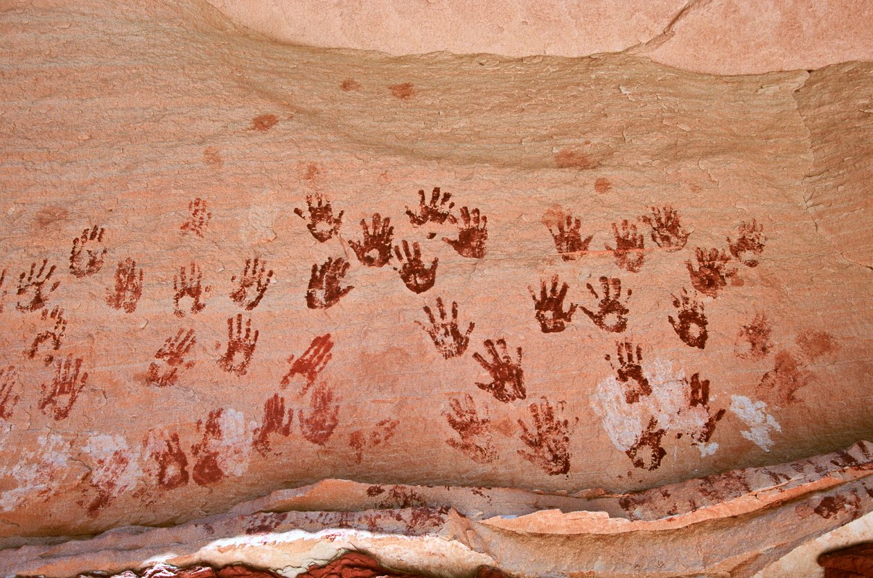 Rotstekeningen van de Anasazi en andere pueblo-bewonende vroege bewoners van de Four Corners door Ira Block