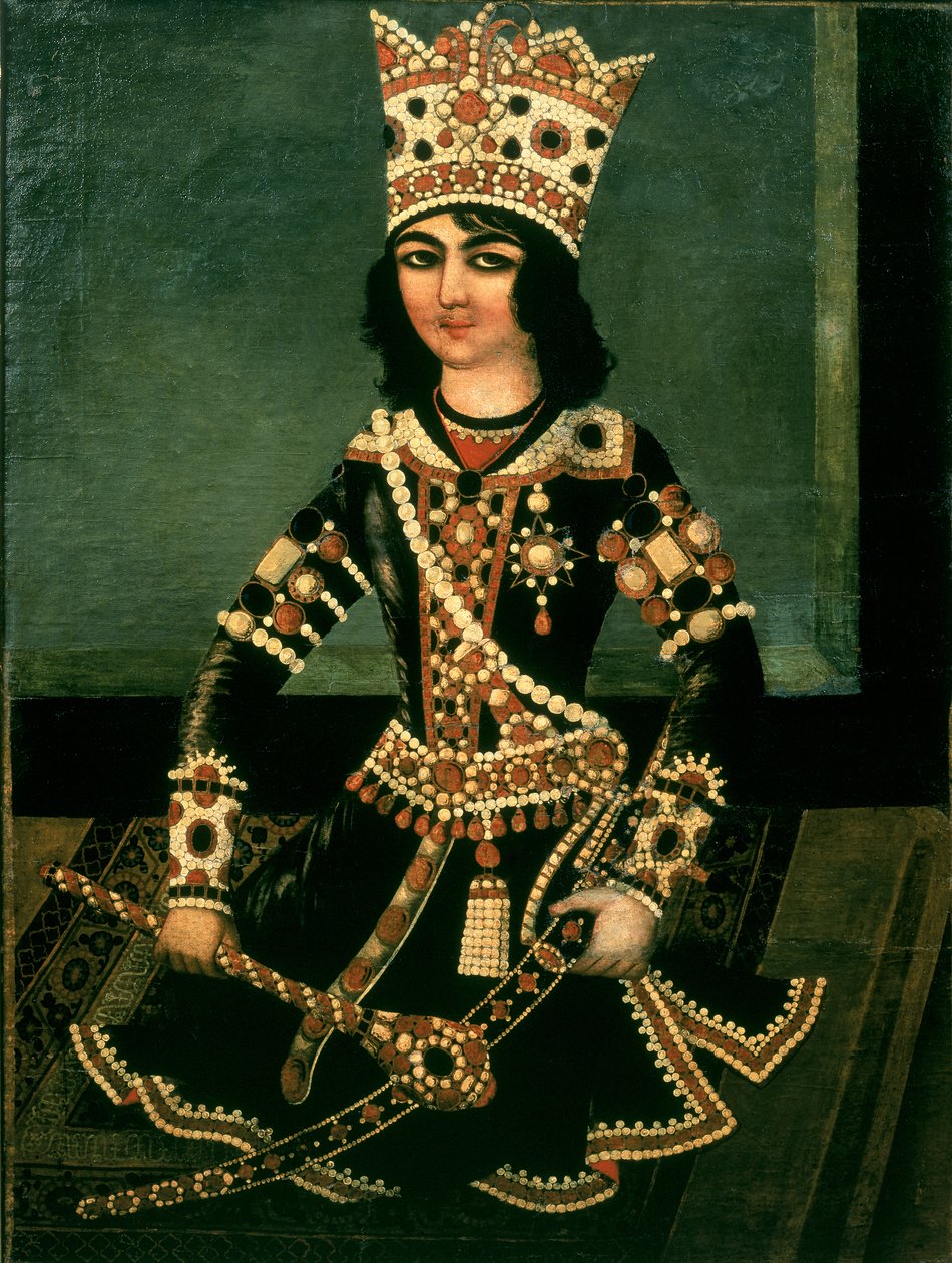 Portret van Abbas-Minza (c.1783-1833), Prins van Perzië, zoon van Shah Fath Ali (regeerde 1797-1834) door Iranian School