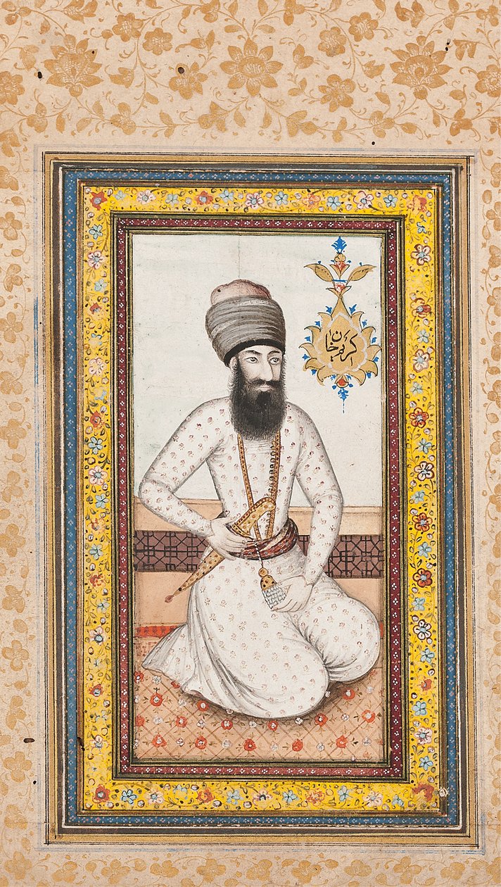 Portret van Karim Khan Zand, een van een paar met Nadir Shah, Qajar Iran door Iranian School