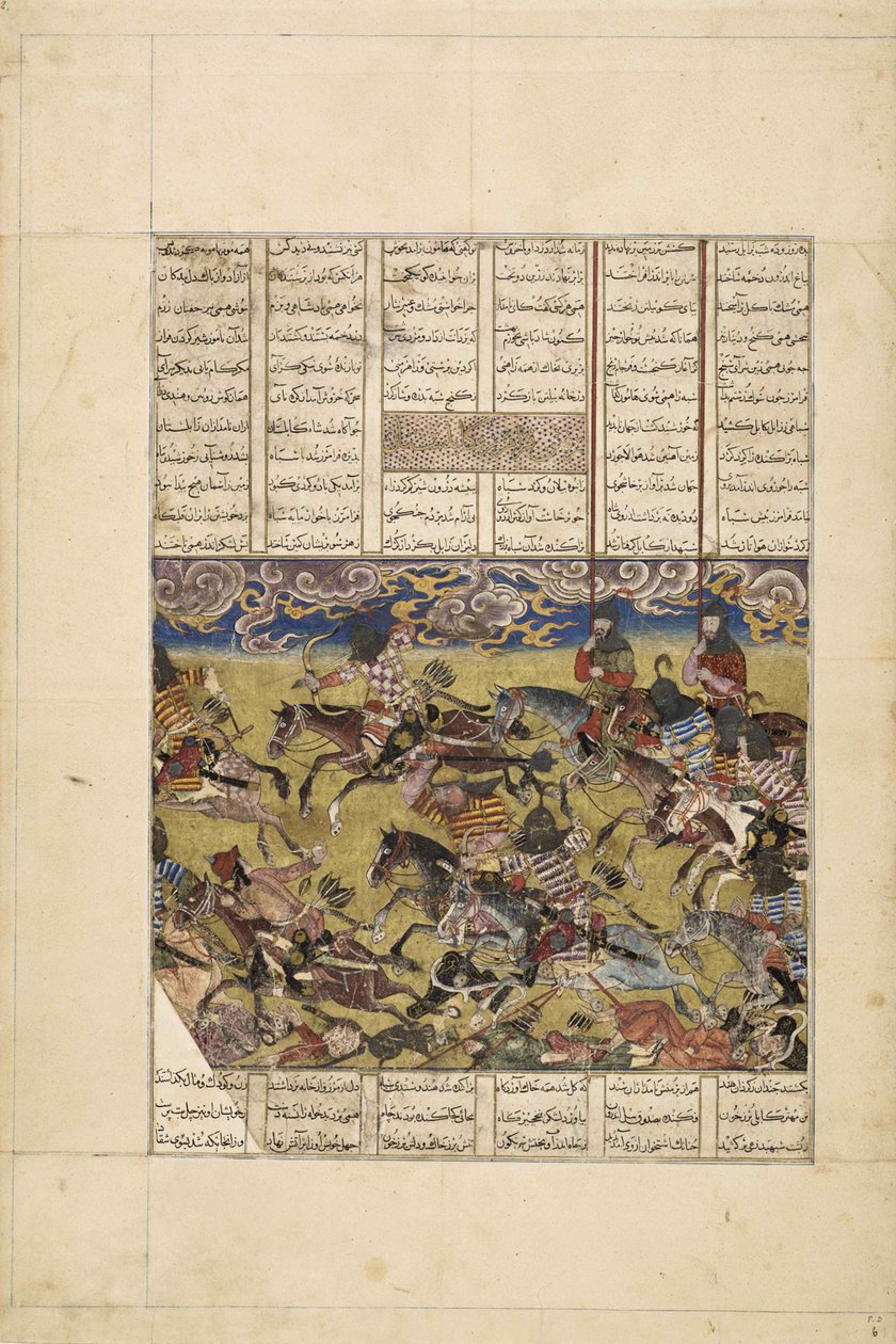Demotte Shahnameh: Faramarz achtervolgt de koning van Kabul door Iranian master.