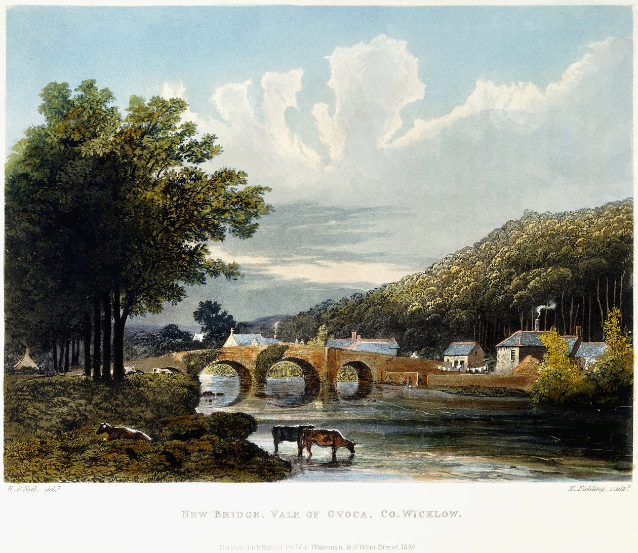 Nieuwe brug, Vale of Ovoca, Co. Wicklow, 1835 door Irish School