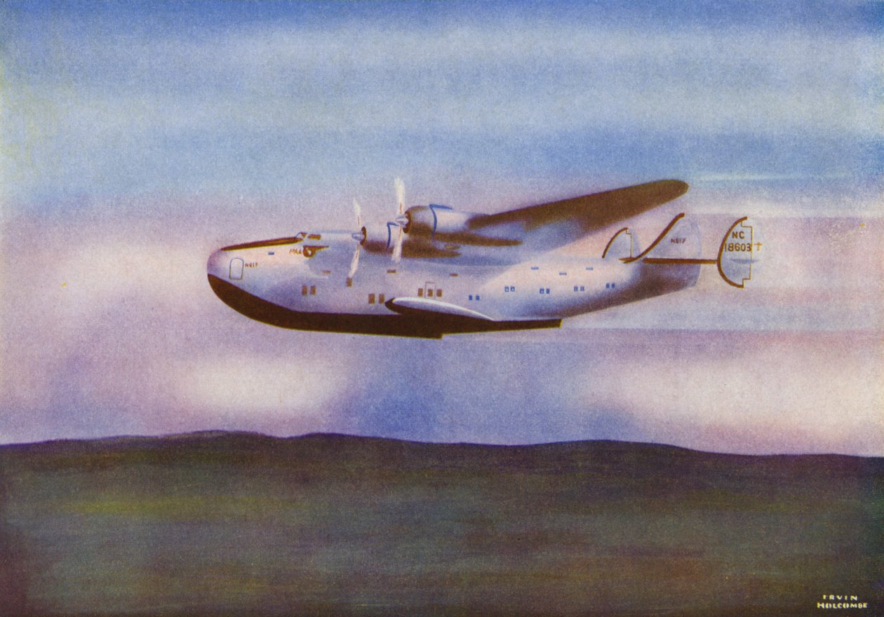 Boeing 314, Yankee Clipper (kleurenlitho) door Irvin L. Holcombe