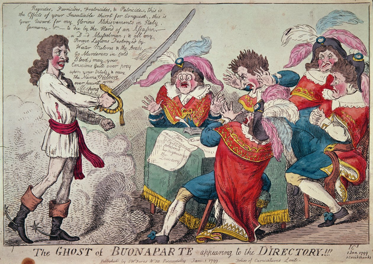 De Geest van Buonaparte verschijnt aan het Directoire!!!, Londen, 1799 door Isaac Cruikshank