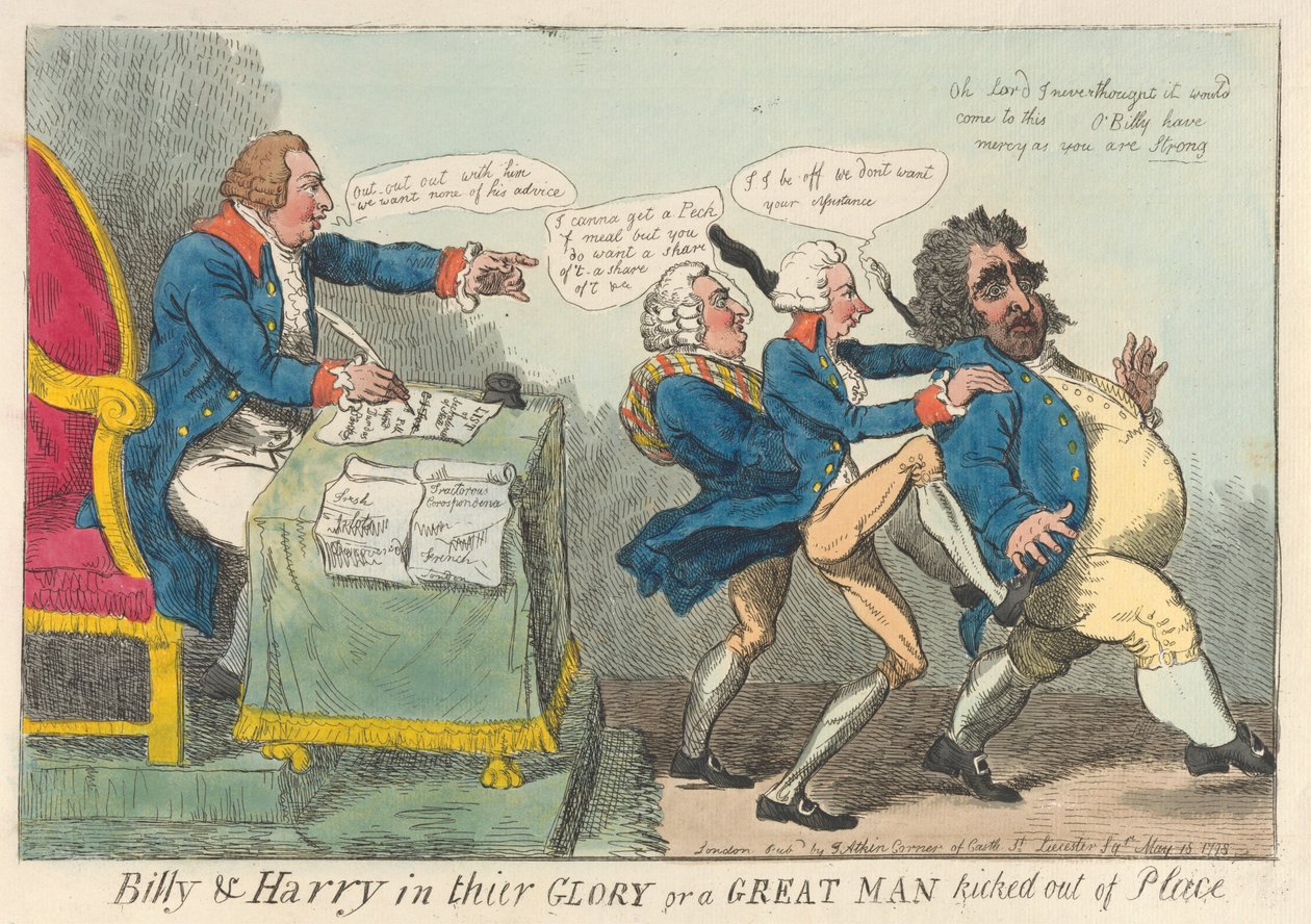 Billy & Harry in ihrer Pracht oder ein großer Mann aus seiner Position geworfen door Isaac Cruikshank