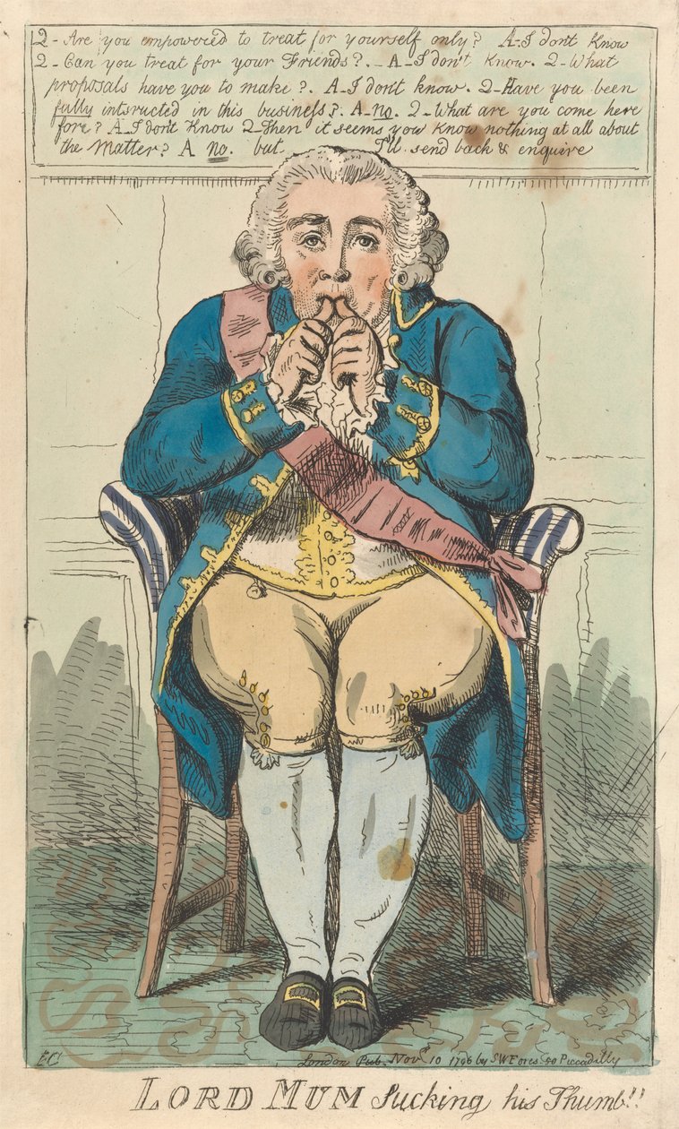 Lord Mum, der an seinem Daumen lutscht door Isaac Cruikshank