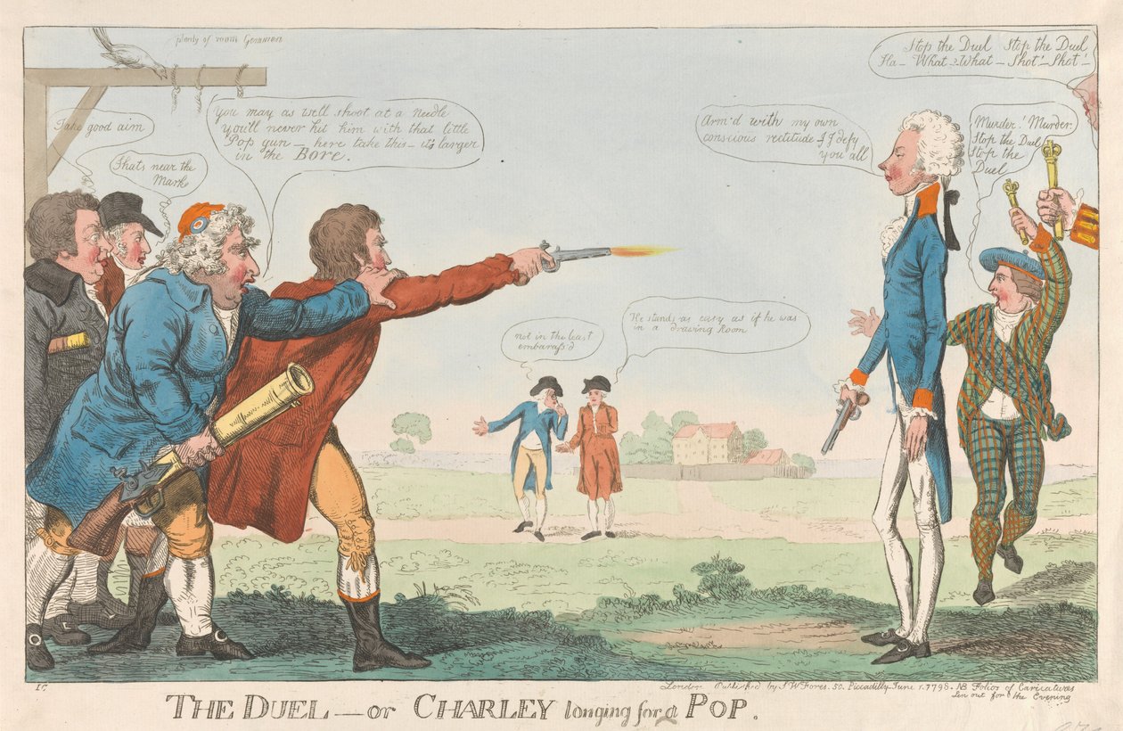 Het duel - of Charley verlangt naar een schot door Isaac Cruikshank