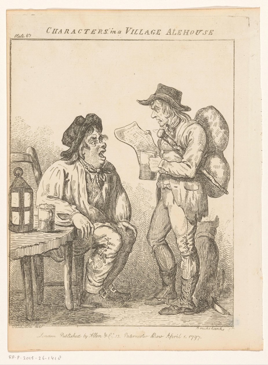 Twee mannen in een dorpscafé te Derbyshire door Isaac Cruikshank