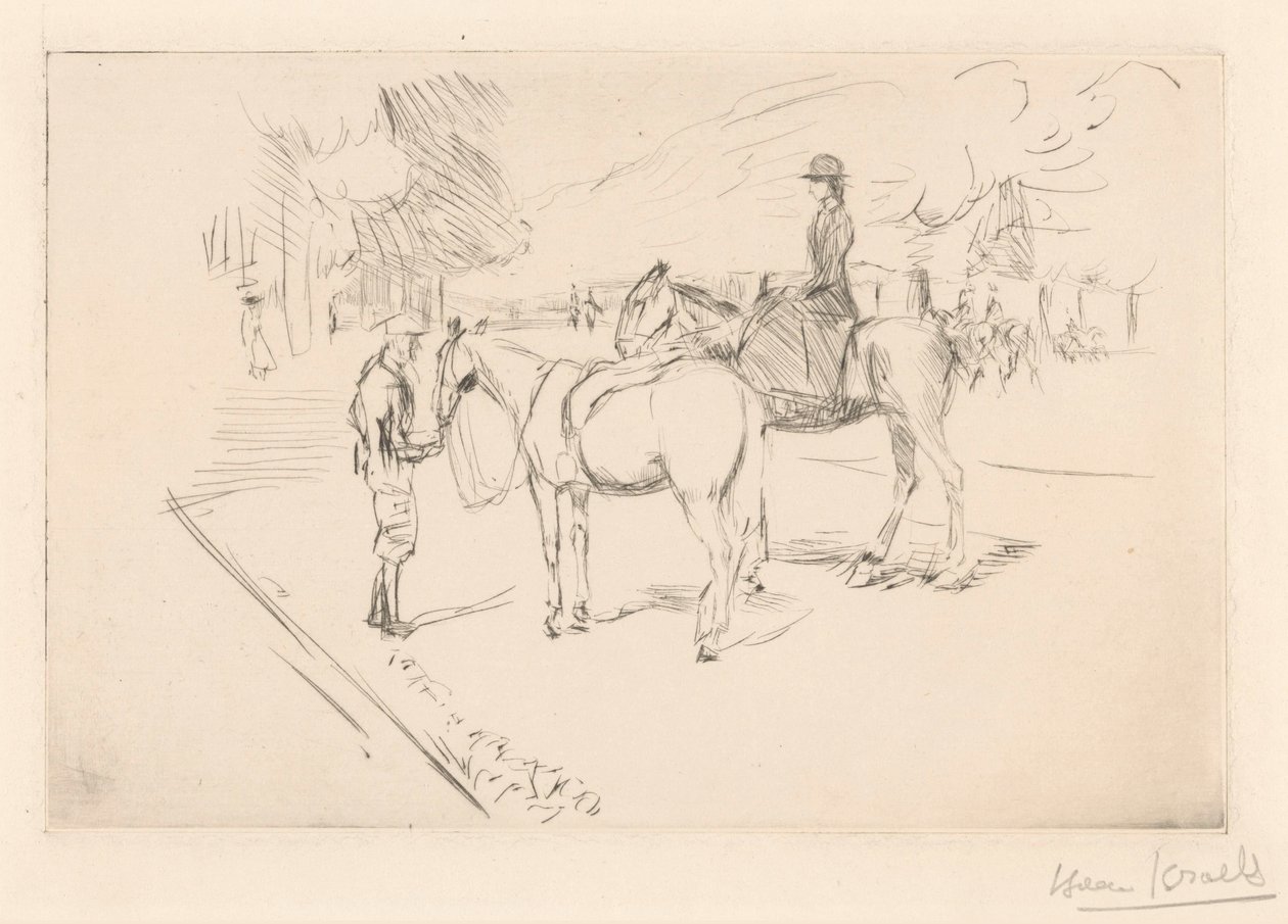 Amazone met begeleider door Isaac Israels (signed by artist)