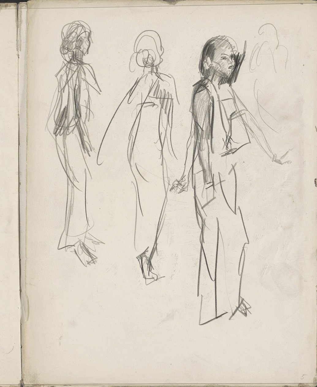 Drie staande Indische figuren door Isaac Israels