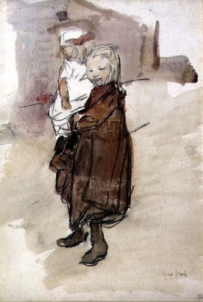 Meisje en kind door Isaac Israels