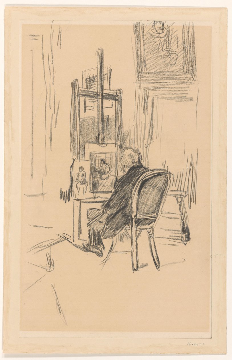 Jozef Israels in zijn atelier door Isaac Israels
