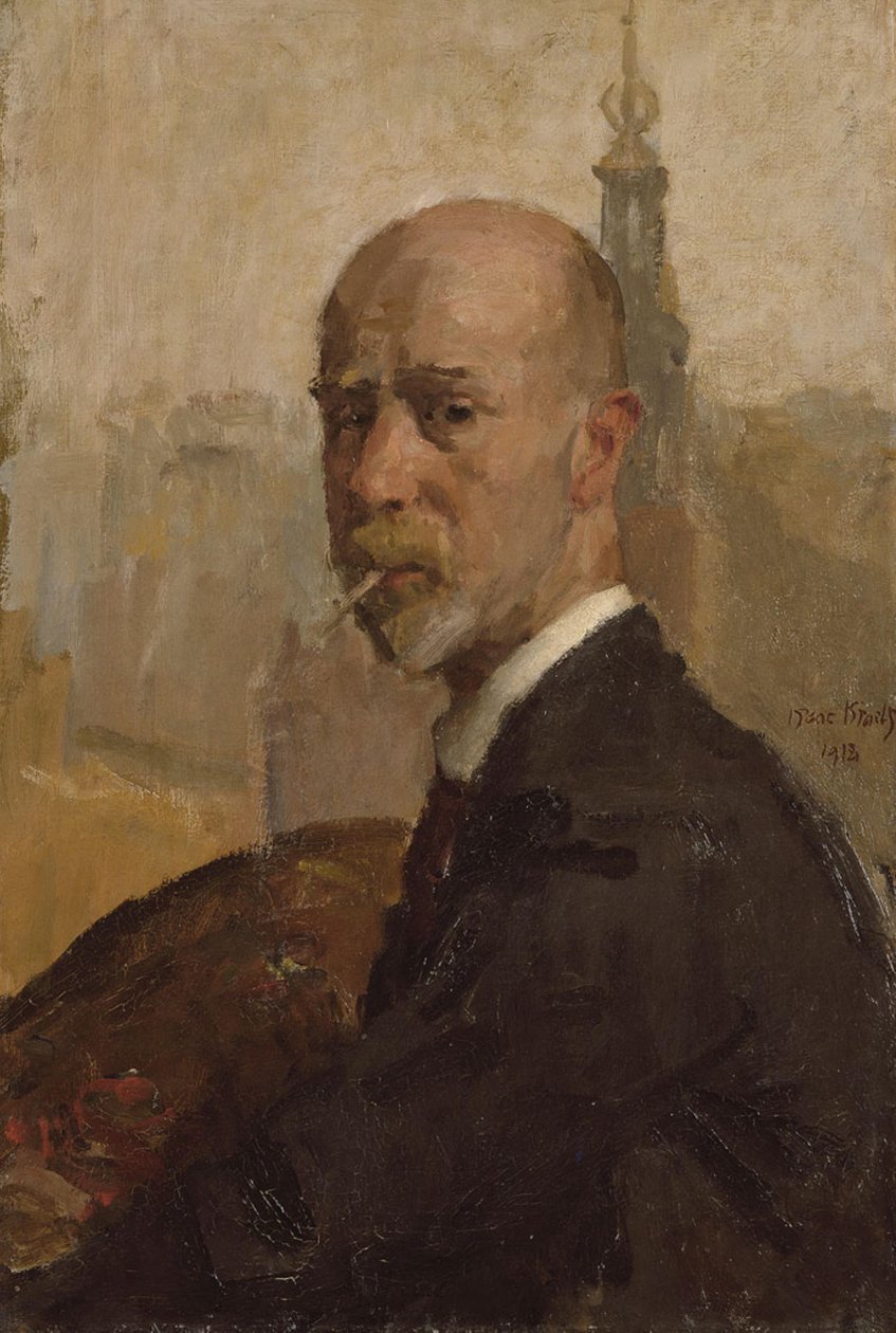 Zelfportret met Munttoren door Isaac Israels