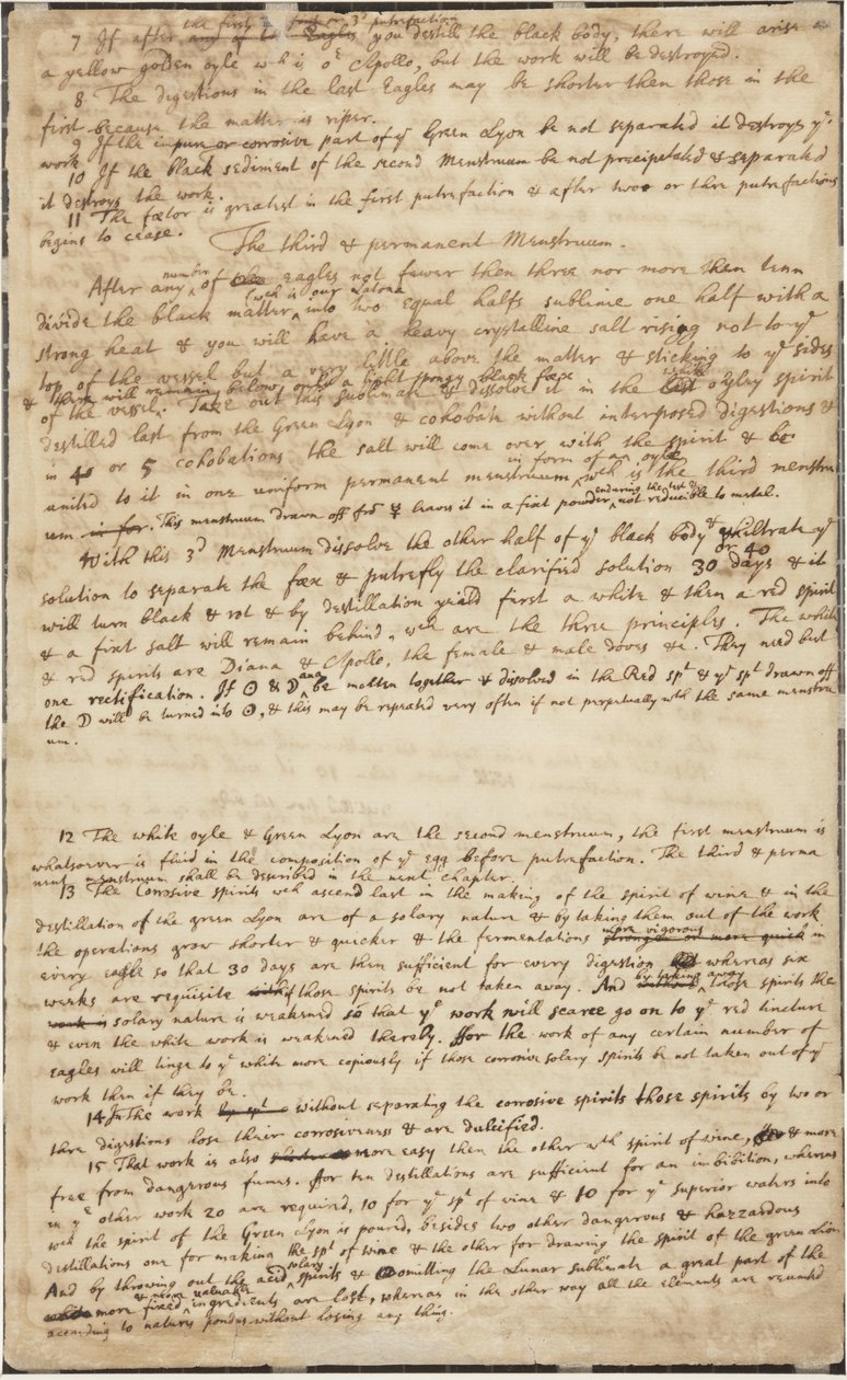De jacht op de Groene Leeuw, verso, ca. 1700 door Isaac Newton