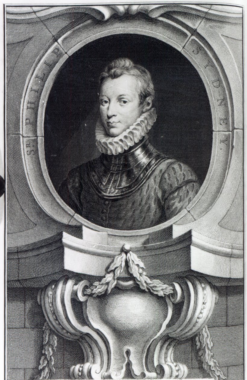 Sir Philip Sidney, gegraveerd door Jacobus Houbraken, 1743 door Isaac Oliver