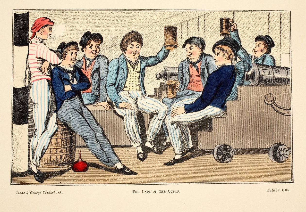 De jongens van de oceaan, 1805 door Isaac, Robert and George Cruikshank