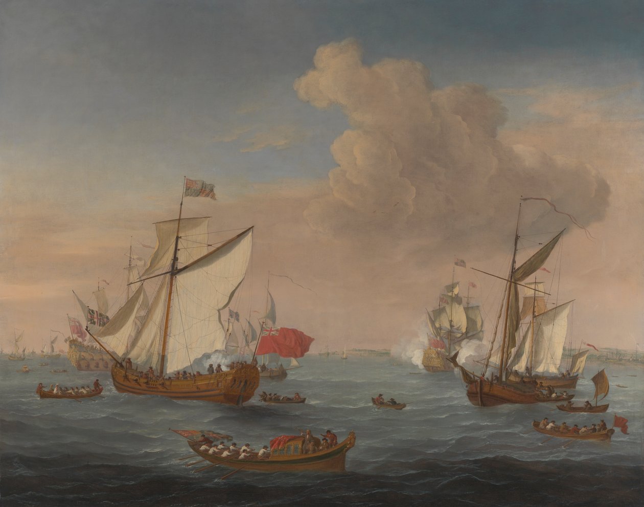 Schepen in de monding van de Theems bij Sheerness door Isaac Sailmaker